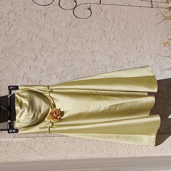 Hand Made Elegant Gold/lime Strapless Dress Sz Small - Picture 4 of 16